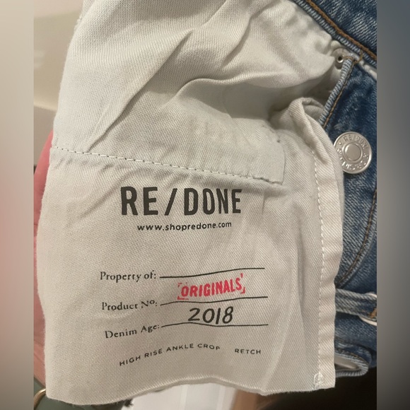 NWOT RE/DONE Originals High Rise Ankle Crop With Stretch Size 30 - Picture 2 of 4